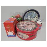 Christmas Tins(2), Christmas Lights(4), Bulbs