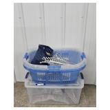 Tote with Hangers, 2 Laundry Baskets