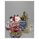 Christmas Tins, Plush Snowman, Angel Knick Knacks