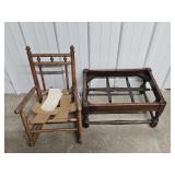 Child Rocking Chair, Wooden Foot Stoll Frame