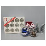 Craft Glass Ornaments, Glass Bowls, Village Trees