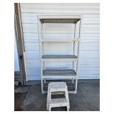 Plastic Shelving Unit 5 Shelfs, Plastic Step Stool