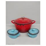 6.5 Quart Cast Iron Red Enameled Dutch Oven