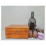 Wooden Jewelry Box, Wine Cork Holder, Candles,