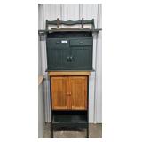 Green and Wooden Cabinet with Shelf
