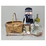 Snowman Box Decoration, Wine Glass with Lights,