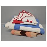 Pink Chevron Blanket, Red and White Quilted