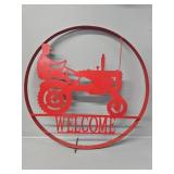 Red Metal Welcome Sign