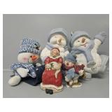 Ceramic Snowmen & Mrs Claus Shelf Sitter