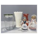 Delft-style Dutch girl bell figurine, Porcelan