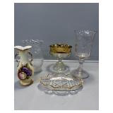 Painted Japanse Vase, Indiana Glass Kings Crown