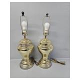 Gold Toned Metal Table Lamps NO SHADES