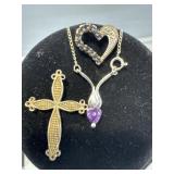 Heart Pendant .925 White chip test Moissanite