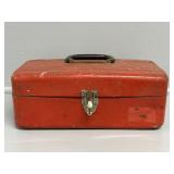 Red Metal Box with Contents