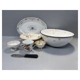 Metal Bowl, Floral Platter, Floral Plate,