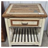 Wooden End Table with Painted Michigan Decoration