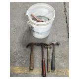 Pipe Wrenchs & Hammers In A 5 Gallon Bucket