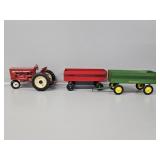 Die-cast Tractor & 2  ERTL Hay Wagons