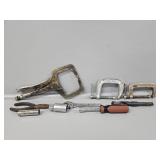 Locking C-Clamp, C-Clamps(2), Wrench, Pliers,