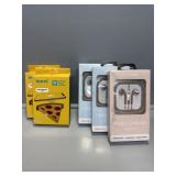 3 Pair Earbuds W/Case, 2 Wireless Phone Chargers