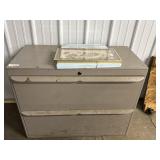 -Metal Filing Cabinet, Small Floral Picture