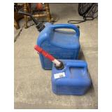 Blue Kerosene jugs, 2 gallon, 5 gallons