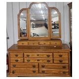 Wood Dresser With Mirror & Multiple Drawers