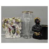 Porcerlain Figurine Vase, Planter W/Gold Gilding
