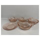 Pink Depression Glass Serving Bowls & Platter