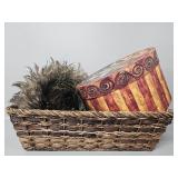 Basket, Feathered Wreath, Rocks, Hat Box