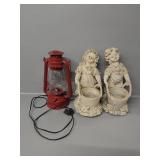 Ceramic Boy & Girl Holding A Basket & Lantern