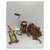 Hand Crank Winch, Chains, Primitive Animal Trap