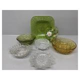 Crystal candy dishes, Painted green vase
