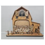 Wooden Barn Photo Frame with Clock, Camo Home Sign