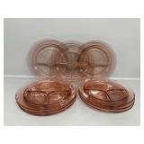 9 Pink Depression Glass Grill Plates