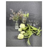 Decorative Glass Bud Vase Holder W/Metal Stand