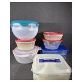 Assorted Plastic Carriers & Bowls W/Lids (8)