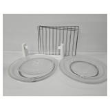 Microwave Glass Plates(3), Wire Racks(2), Paper