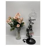 Wine Aerator and Flora Vase W/ Artificial Flowers
