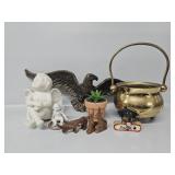 Metal Eagle Wall Hanging, Metal Gold Toned Pot,