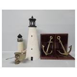 Boat Anchor Bookends, Lighthouse Lamp, Boat