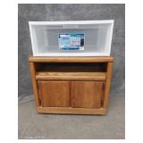 Wooden TV Stand & Sterilite Drawer