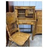 Victorian Style Roll top desk with Chair