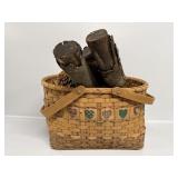 Basket with Pinecones and Logs