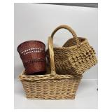 Basket (2) and Wicker Trash