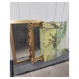 Gold Tone Mirrors (2) & Canvas Print