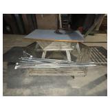 Wooden Picnic Table,Metal Pipes,Blue Tabletop