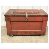 Metal & Wood Box With Hand Tools