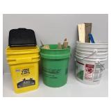 Wood Pieces, Buckets and Screws with Gas Can