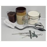 Stoneware Crock & Jars With Wire Bail Closures